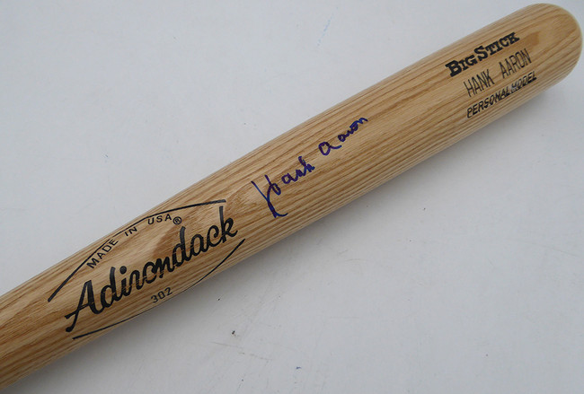 Hank Aaron Autographed Adirondack Bat Atlanta Braves Beckett BAS QR #AE49002