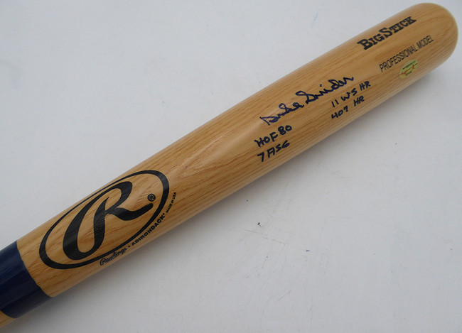 Duke Snider Autographed Rawlings Bat Brooklyn Dodgers "HOF 80, 7 ASG, 11 WS HR & 407 HR" Beckett BAS QR #BU87131