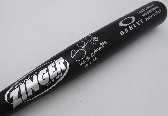 Pablo Sandoval Autographed Oakley Bat San Francisco Giants "WS Champs 10/12" Beckett BAS QR #BU87132