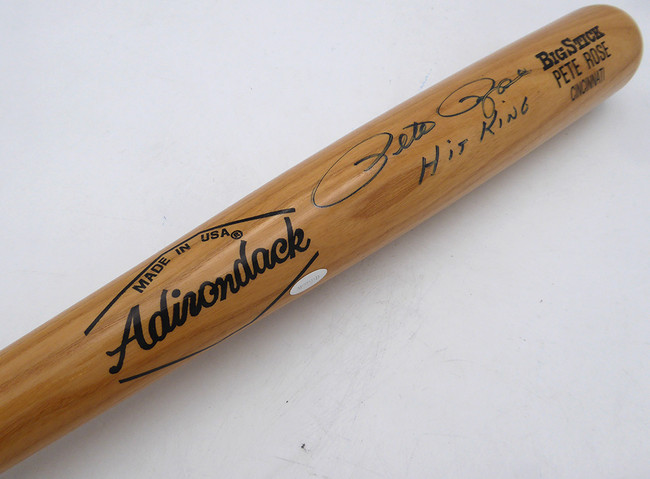 Pete Rose Autographed Adirondack Bat Cincinnati Reds "Hit King" Beckett BAS QR #BU87138