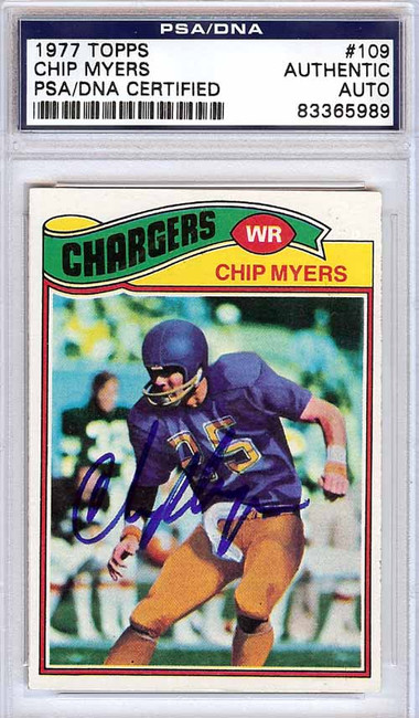 Chip Myers Autographed 1977 Topps Card #109 San Diego Chargers PSA/DNA #83365989