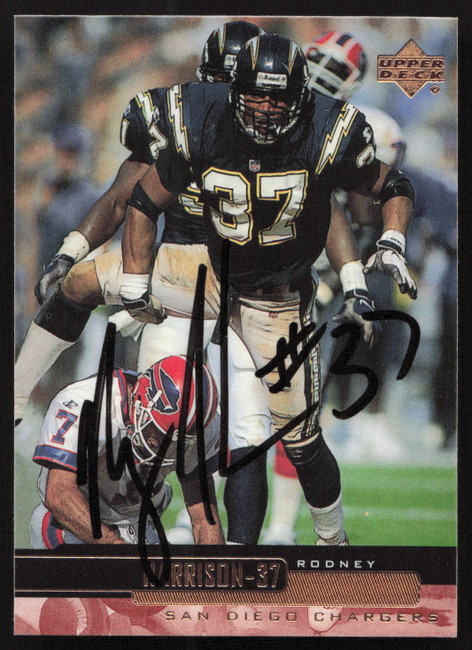 Rodney Harrison Autographed 1999 Upper Deck Card #186 San Diego Chargers SKU #260495