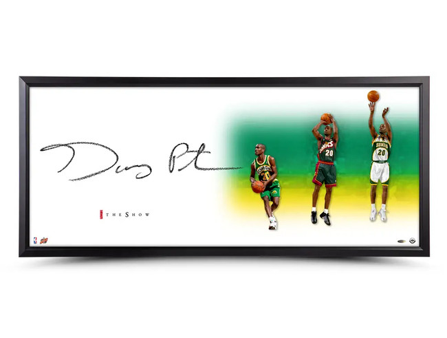 Gary Payton Autographed Framed The Show 'Sequence of the Glove' 18x44 Photo Seattle Supersonics UDA Holo Stock #261614