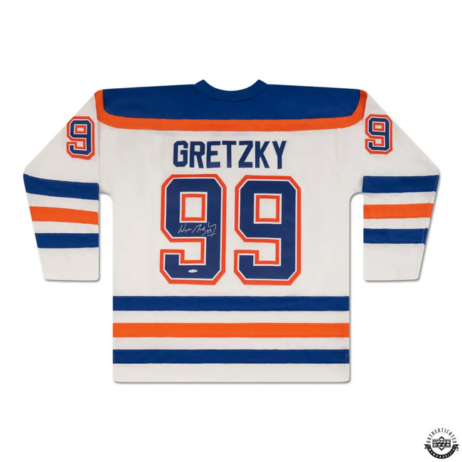 Edmonton Oilers Wayne Gretzky Autographed White Authentic Mitchell & Ness Vintage 1986-1987 Throwback Jersey Size XL UDA Holo Stock #261625