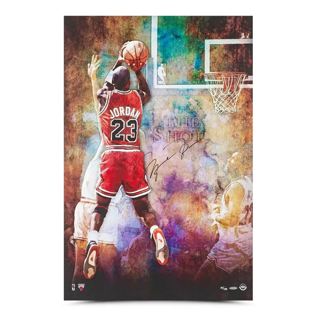 Michael Jordan Autographed 'The Shot' 24x36 Photo Chicago Bulls UDA Holo Stock #261623