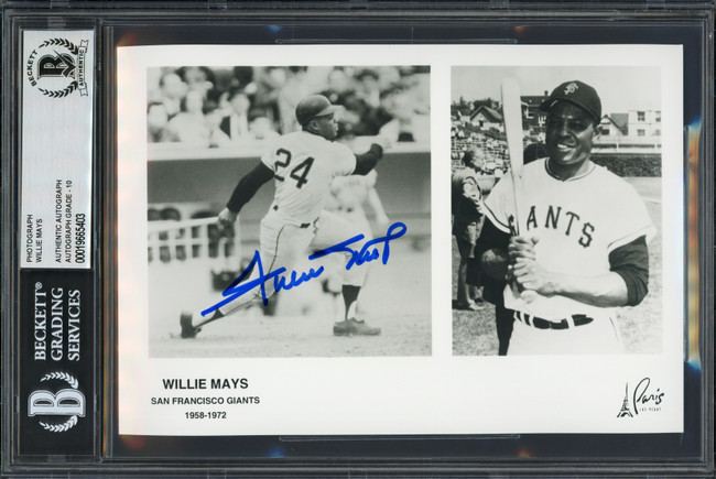 Willie Mays Autographed 5x7 Photo San Francisco Giants Auto Grade Gem Mint 10 Beckett BAS Stock #261810