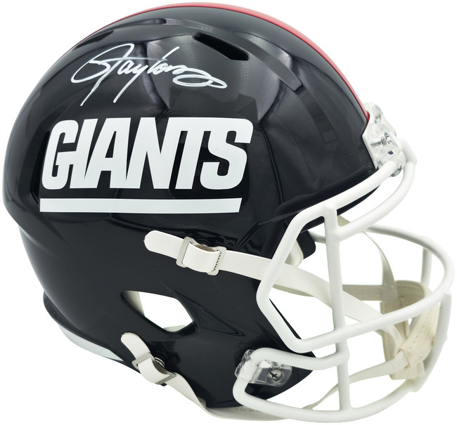 Lawrence Taylor Autographed New York Giants Blue 1980-99 Throwback Full Size Speed Replica Helmet Beckett BAS Witness Stock #261939