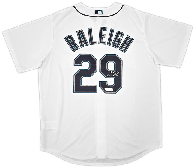 Seattle Mariners Cal Raleigh Autographed White Nike Jersey Size L Fanatics & MLB Holo Stock #261867