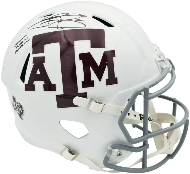 Johnny Manziel Autographed Texas A&M Aggies White Full Size Speed Replica Helmet "Johnny F'cking Football" Beckett BAS Witness Stock #261981