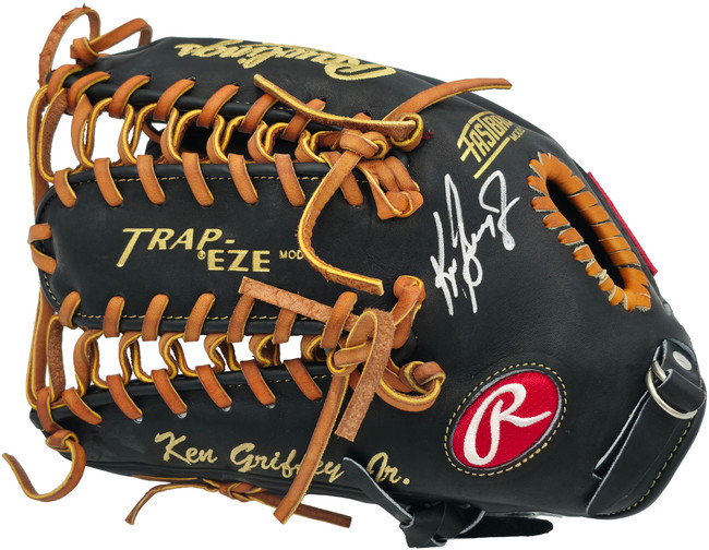 Ken Griffey Jr. Autographed Black Rawlings Heart of the Hide Signature Model Baseball Fielding Glove Seattle Mariners Beckett BAS Witness Stock #262142