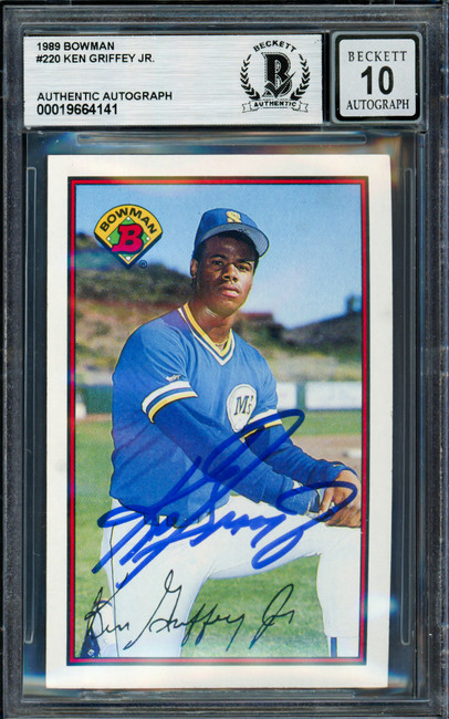 Ken Griffey Jr. Autographed 1989 Bowman Rookie Card #220 Seattle Mariners Auto Grade Gem Mint 10 Beckett BAS #19664141