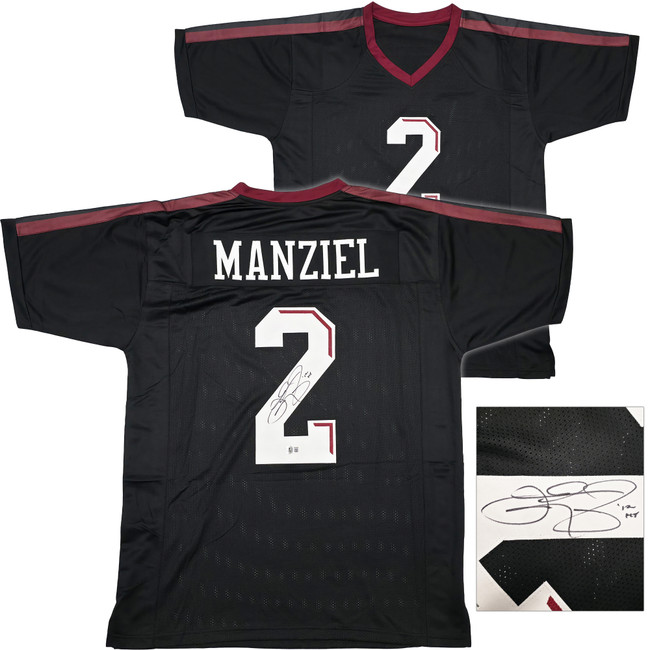 Texas A&M Aggies Johnny Manziel Autographed Black Jersey "12 HT" Beckett BAS Witness Stock #262056