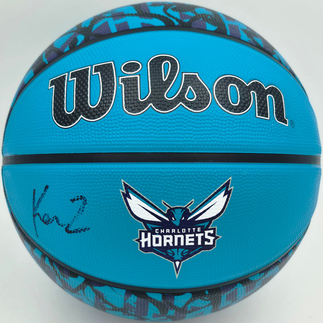 Kon Knueppel Autographed Charlotte Hornets Purple Graffiti Logo Basketball Fanatics Holo Stock #262374