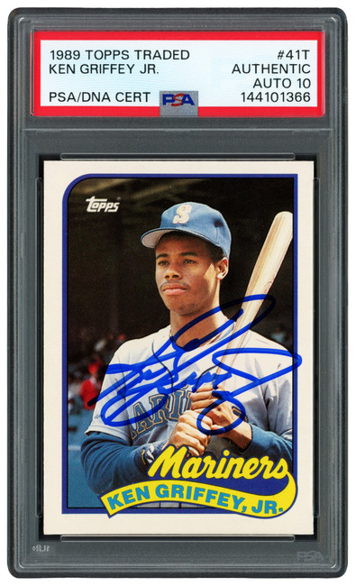 Ken Griffey Jr. Autographed 1989 Topps Traded Rookie Card #41T Seattle Mariners Auto Grade Gem Mint 10 PSA/DNA Stock #262492
