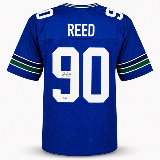 Seattle Seahawks Jarran Reed Autographed Blue Throwback Jersey MCS Holo Stock #262431