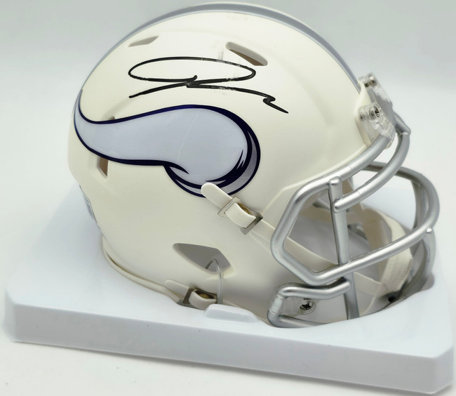 Jordan Addison Autographed Minnesota Vikings Cream Retro Speed Mini Helmet (Smudged) Beckett BAS QR #BW00332