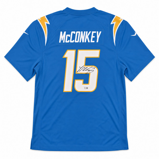 Los Angeles Chargers Ladd McConkey Autographed Powder Blue Nike Dri-Fit Jersey Size XL Beckett BAS QR #WB06431