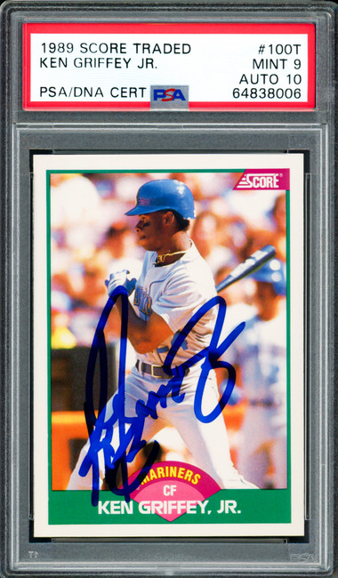 Ken Griffey Jr. Autographed 1989 Score Traded Rookie Card #100T Seattle Mariners PSA 9 Auto Grade Gem Mint 10 PSA/DNA #64838006
