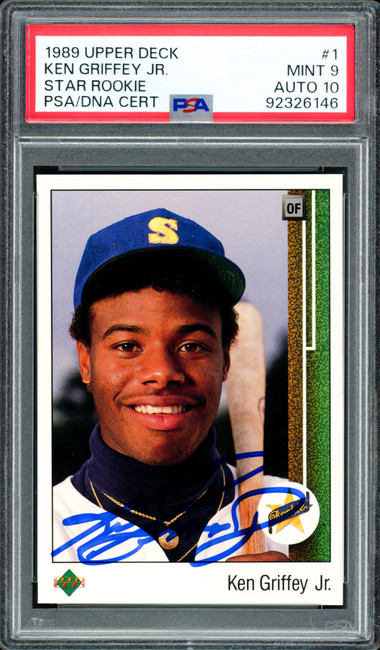 Ken Griffey Jr. Autographed 1989 Upper Deck Rookie Card #1 Seattle Mariners PSA 9 Auto Grade Gem Mint 10 PSA/DNA #92326146