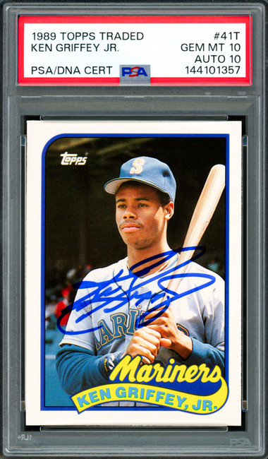 Ken Griffey Jr. Autographed 1989 Topps Traded Rookie Card #41T Seattle Mariners PSA 10 Auto Grade Gem Mint 10 PSA/DNA #144101357