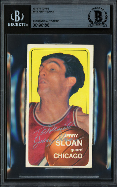 Jerry Sloan Autographed 1970-71 Topps Rookie Card #148 Chicago Bulls Beckett BAS #19831583