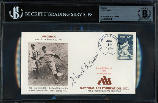 Hank Aaron Autographed 1984 First Day Cover Atlanta Braves Beckett BAS #19815854