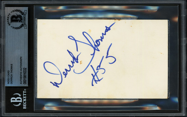 Derrick Thomas Autographed 3x5 Index Card Kansas City Chiefs Vintage Signature Beckett BAS #19816332