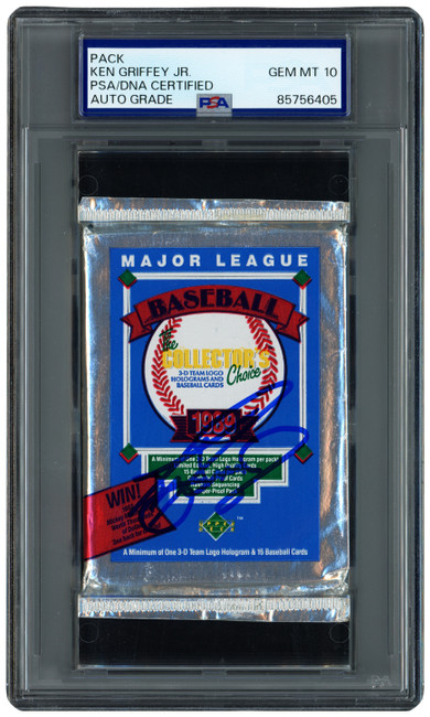 Ken Griffey Jr. Autographed 1989 Upper Deck Low Rookie Card Pack Seattle Mariners Auto Grade Gem Mint 10 PSA/DNA Stock #263052