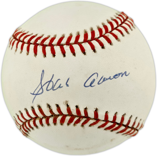 Hank Aaron Autographed Official Feeney NL Baseball Atlanta Braves Beckett BAS #AE85123