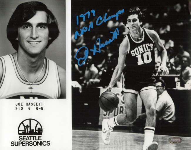 Joe Hassett Autographed 8x10 Photo Seattle Supersonics "1979 NBA Champs" MCS Holo #87597