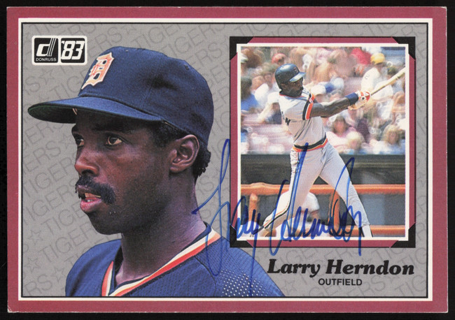 Larry Herndon Autographed 1983 Donruss Action All Stars Card #5 Detroit Tigers SKU #264337
