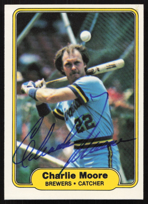 Charlie Moore Autographed 1982 Fleer Card #150 Milwaukee Brewers SKU #264734