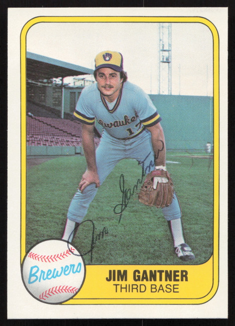 Jim Gantner Autographed 1981 Fleer Card #522 Milwaukee Brewers SKU #265107