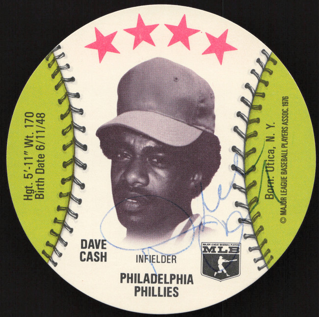 Dave Cash Autographed 1976 MSA Orbaker's Ice Cream Card Philadelphia Phillies SKU #264328