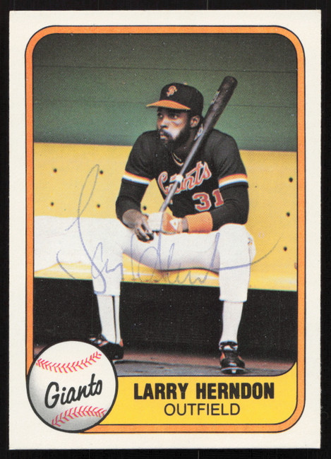 Larry Herndon Autographed 1981 Fleer Card #451 San Francisco Giants SKU #265101