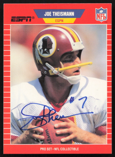 Joe Theismann Autographed 1989 Pro Set Card #9 Washington Redskins SKU #265288