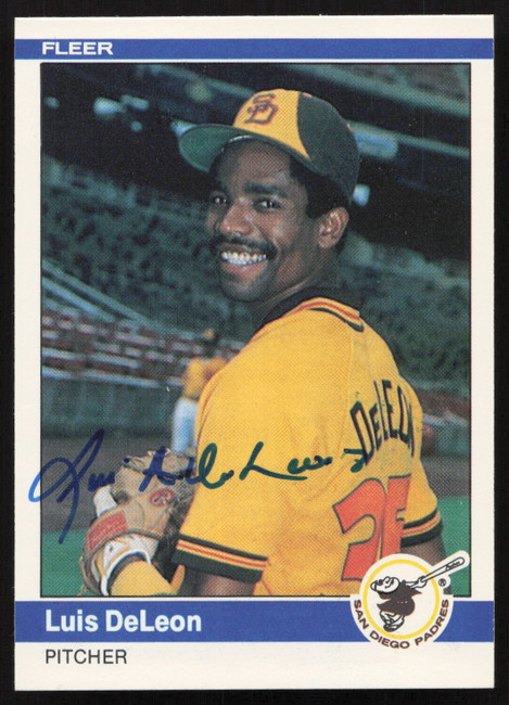 Luis DeLeon Autographed 1984 Fleer Card #297 San Diego Padres SKU #263987