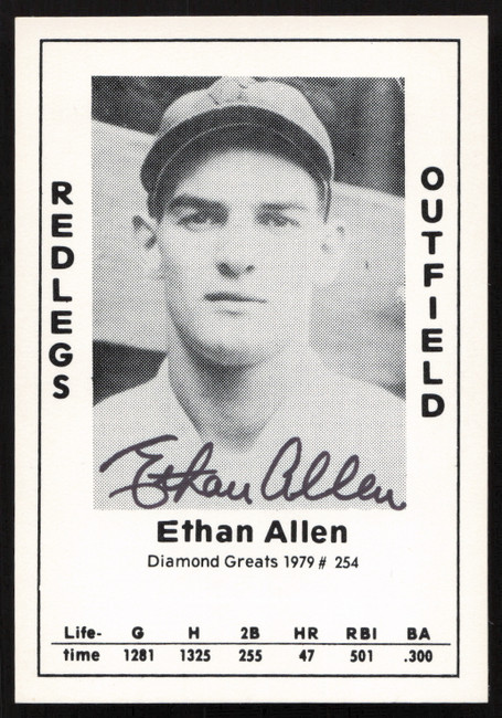 Ethan Allen Autographed 1979 Diamond Greats Card #254 Cincinnati Reds SKU #264533