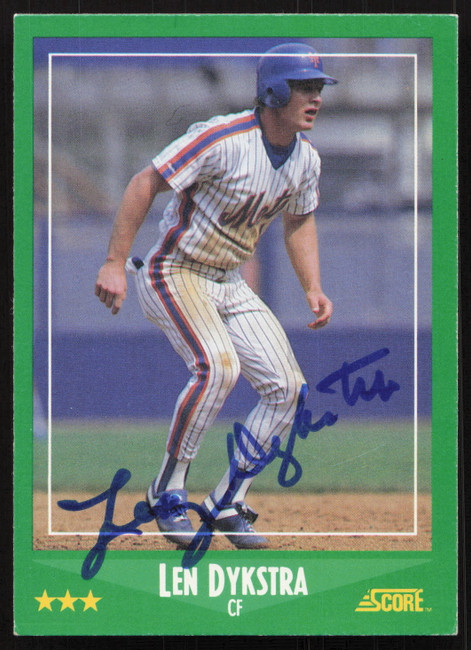 Lenny Dykstra Autographed 1988 Score Card #370 New York Mets SKU #264568
