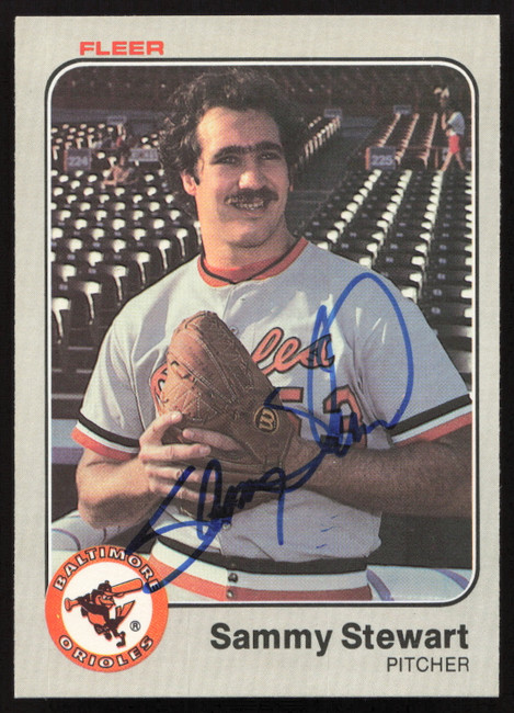 Sammy Stewart Autographed 1983 Fleer Card #74 Baltimore Orioles SKU #263770