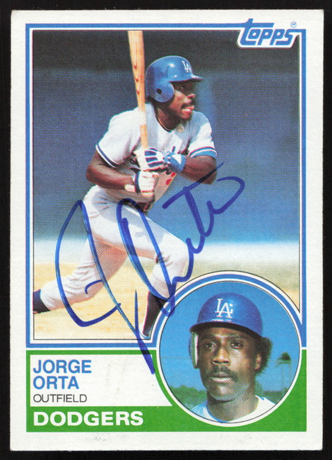 Jorge Orta Autographed 1983 Topps Card #722 Los Angeles Dodgers SKU #263866