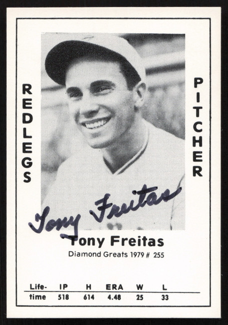 Tony Freitas Autographed 1979 Diamond Greats Card #255 Cincinnati Reds SKU #264531