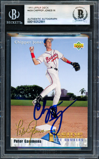 Chipper Jones Autographed 1993 Upper Deck Rookie Card #459 Atlanta Braves Beckett BAS #19252981