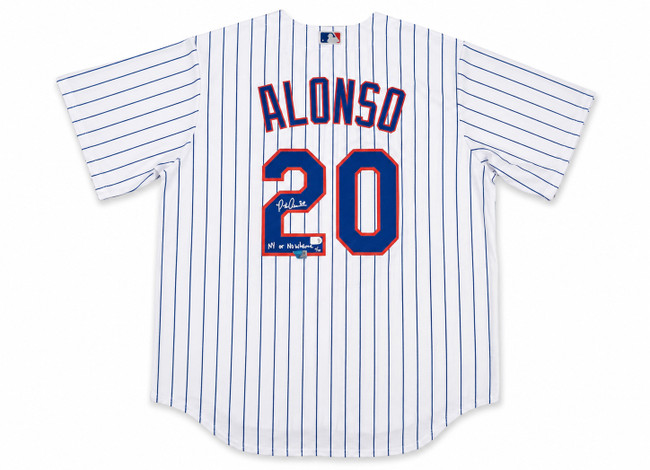 New York Mets Pete Alonso Autographed White Nike Jersey Size XL "NY Or Nowhere" Fanatics & MLB Holo Stock #263025