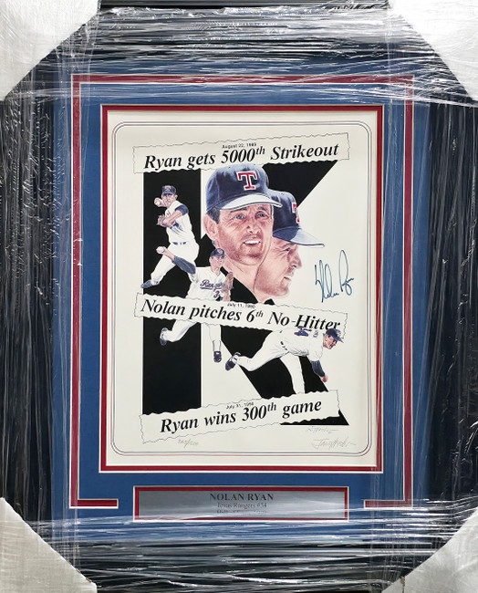 Nolan Ryan Autographed Framed 11x14 Photo Texas Rangers #365/1500 PSA/DNA #S05928