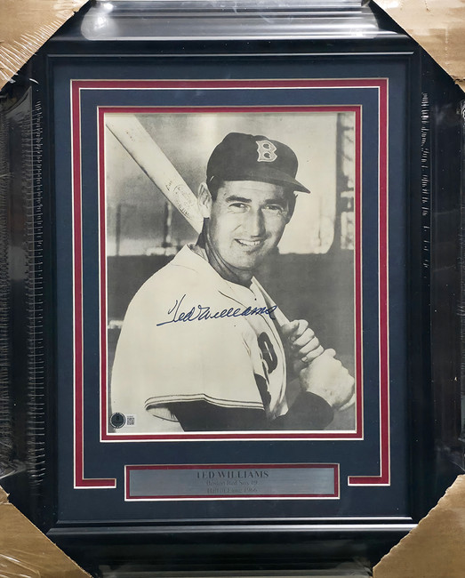Ted Williams Autographed Framed 10x13 Magazine Photo Boston Red Sox Beckett BAS #AE49043