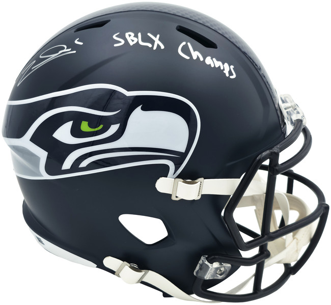 Zach Charbonnet Autographed Seattle Seahawks Blue Full Size Speed Replica Helmet "SB LX Champs" MCS Holo Stock #265871