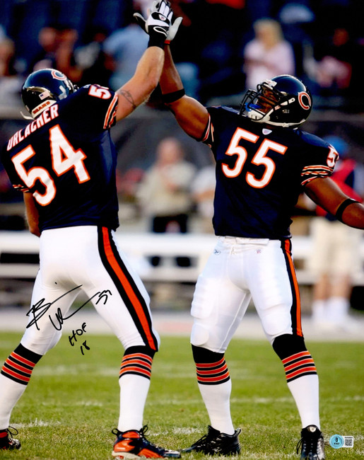 Brian Urlacher Autographed 16x20 Photo Chicago Bears "HOF 18" Beckett BAS Witness Stock #265853