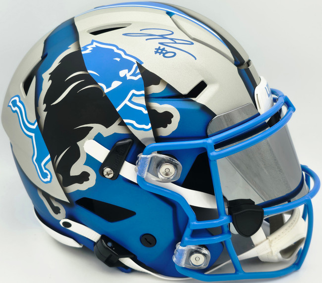 detroit lions speedflex helmet Jahmyr Gibbs Autographed Detroit Lions Silver & Blue Full Size SpeedFlex  Authentic Helmet Fanatics Holo #ZL88424025