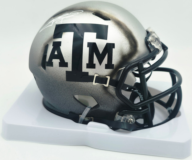 Johnny Manziel Autographed Texas A&M Aggies Silver Ice Speed Mini Helmet Beckett BAS Witness #3W319976